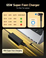 FUNNYERA 65W Charger Compatible with HP Laptop 45W Computer Charger Smart Blue Tip Power Cord - Image 6