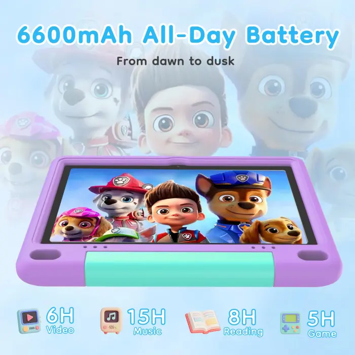 SHARECLOUD 10 inch Kids Tablet, Android Tablet for Kids, 24GB RAM 64GB ROM, 1TB Expandable, with EVA Case, Parental Control, 6600mAh Battery, Dual Camera, BT5.4, WiFi 6, Gift (Purple) - Image 3