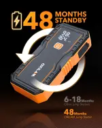 OXILAM Jump Starter 6000A for All Gas/12L Diesel, Car Battery Jumper Starter Portable, 12V Lithium Jump Box with Jumper Cables, LED Display, LED Light, Power Bank with USB, Type C Port - Image 4
