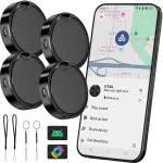 Tracker Tag for Android 4 Pack Luggage Tracker Tags Compatible with Google Find Hub App (Android Only) Bluetooth Tracker Key Finder and Item Locator for Wallets, Backpack, Suitcases-Black