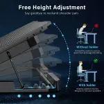 Laptop Cooling Pad, Laptop Cooler 6 Quiet Fans for 12"-17" Laptops, Gaming Laptop Fan Cooling Pad with 5 Height Adjustable, Slim Portable USB Powered, 2 USB Ports & Phone Holder - Image 5