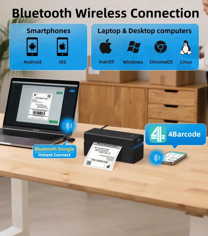 ORGSTA Bluetooth Thermal Shipping Label Printer T001-Plus Wireless 4x6 Shipping Label Printer for Small Business Support Android iPhone & Windows Widely Used for Amazon, Ebay, Shopify, Etsy, USPS - Image 9