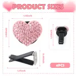 4PCS Heart-Shaped Car Vent Clips with Rhinestone,Bling Air Vent Clips Car Decorations,Premium Shiny Car Clips for Vents CCar Accessories Interior for Cars,Trucks,SUVs (Pink) - Image 7