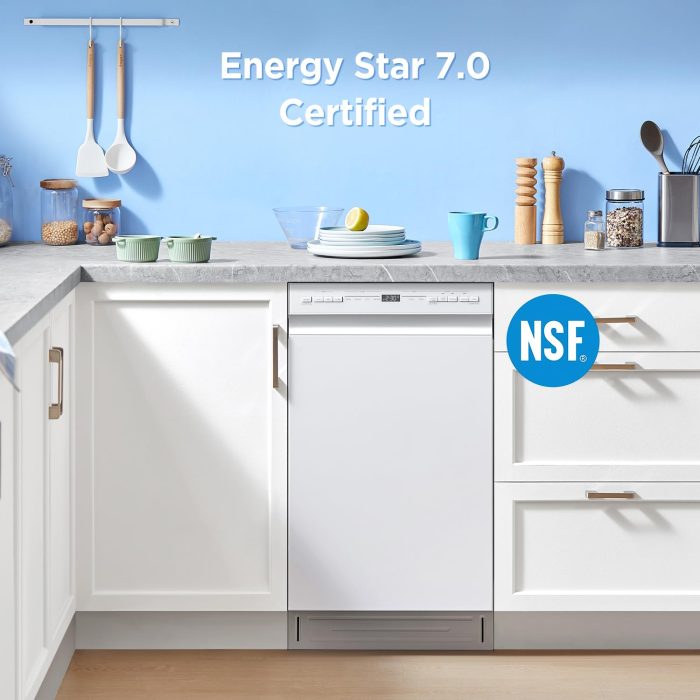 Midea MDF18A1AWW Built-in Dishwasher with 8 Place Settings, 6 Washing Programs, Stainless Steel Tub, Heated Dry, Energy Star, White - Image 7