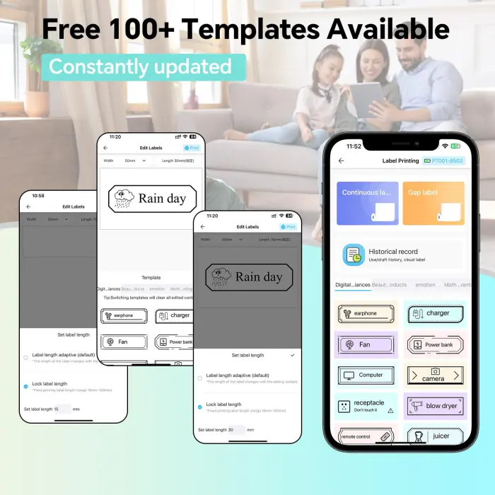 LECHPRO® Label Makers, Label Maker Machine with Tape, Bluetooth Label Maker, Portable Thermal 2 Inch Label Printer for Small Business, Barcode, Address, Logo, Clothing, Sticker Printer for Phones - Image 9