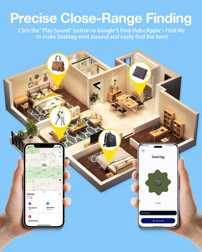Air Tags for Android,Air Tags-4 Pack Android,Air Tracker Tags with 4 Case,2 Year Battery Life,Google & Apple Find Trackers for Google'S Find Hub App & Apple Find My,IP65 Waterproof Luggage Tracker - Image 4