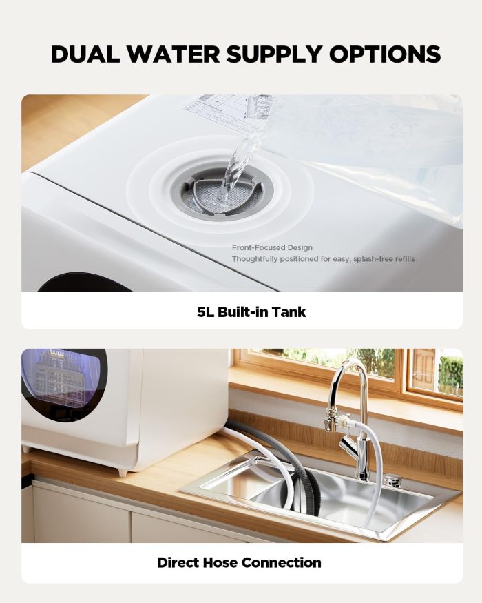 Silonn Portable Countertop Dishwasher | Smart App Control, Triple-Jet Cleaning, Built-In Water Tank & Dual Supply | Compact for Dorm, Apartment, RV - Image 2