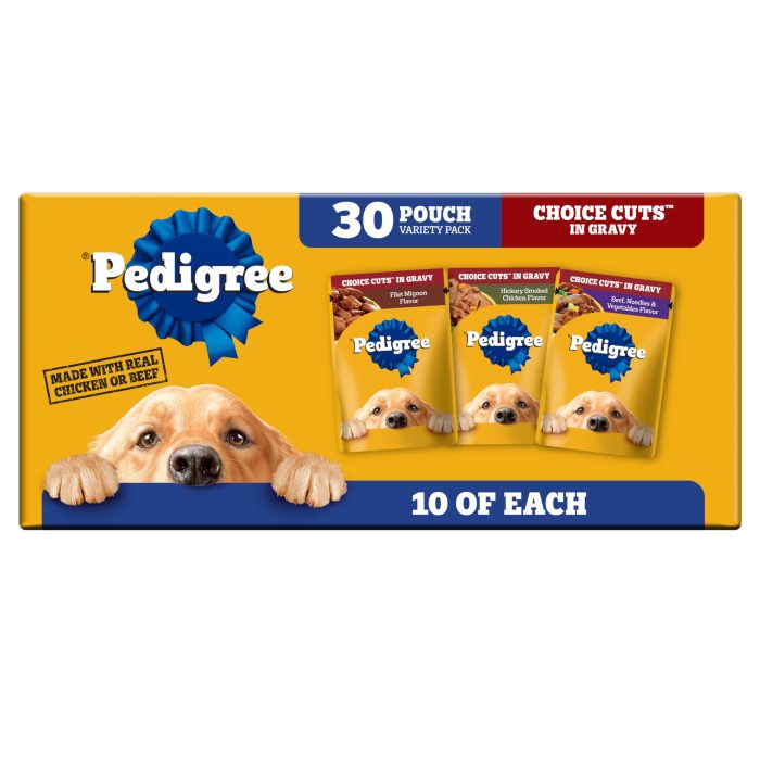 Pedigree Choice Cuts in Gravy Adult Soft Wet Dog Food Variety Pack, 3.5 oz. Pouches, 30-Count - Image 1