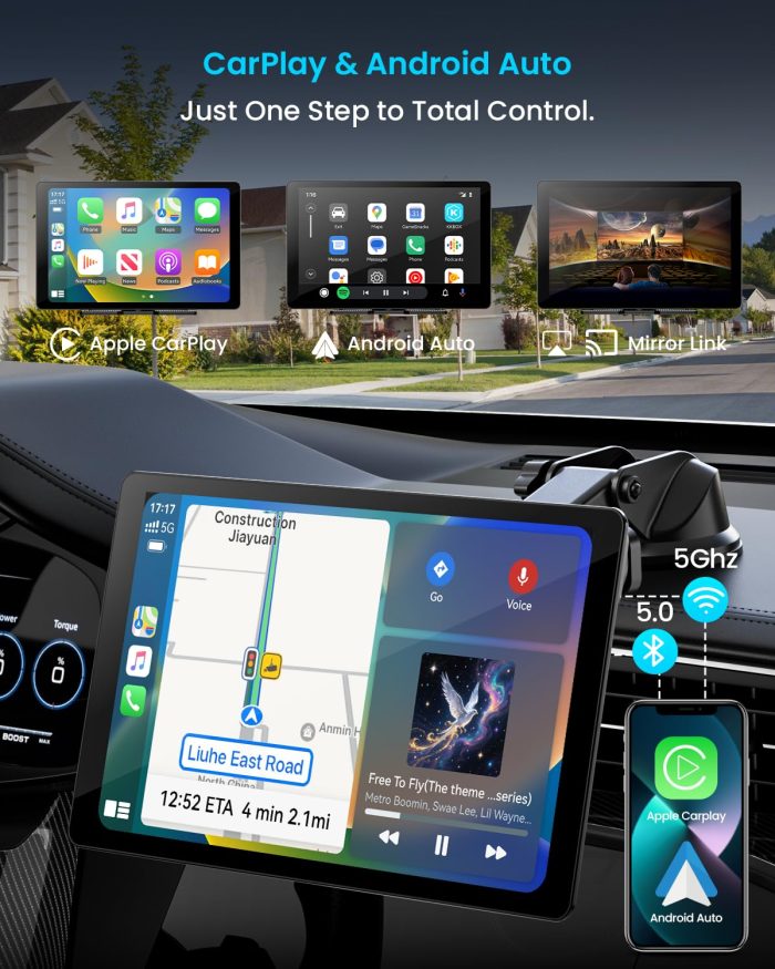 11" Extra Large Wireless Apple CarPlay Screen for Car – Ultra-Slim 0.16 Inch Touchscreen Car Stereo with Android Auto, 4K Dash Cam, 1080p Backup Camera, GPS, Mirror Link, Voice Control - Image 9