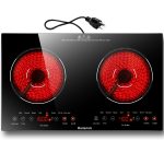 Karienvir 2 Burner Electric Cooktop 110v, 2000W Electric Stove Top Countertop & Built-in, Plug-in Electrics Cooktop 24 Inch, 8 Power Levels & 8 Functions, Touch Control, Safety Lock, Timer, Karienvir