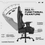 Homall Gaming Chairs, Computer Chair with Footrest and Massage Lumbar Support, Height Adjustable Game Chair with Headrest and Swivel Seat (Black) - Image 3