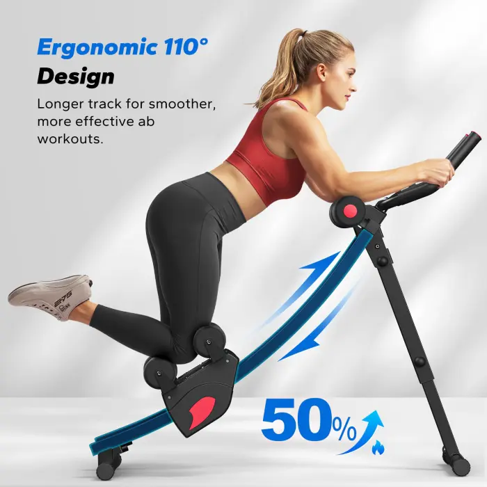 MERACH Ab Machine, Adjustable Ab Trainer Machine, AB Workout Equipment for Home Gym, Independent Dual Tracks for Mountain Climber, Foldable for Home Exercise, Load Capacity 440 LBS (Black) - Image 7