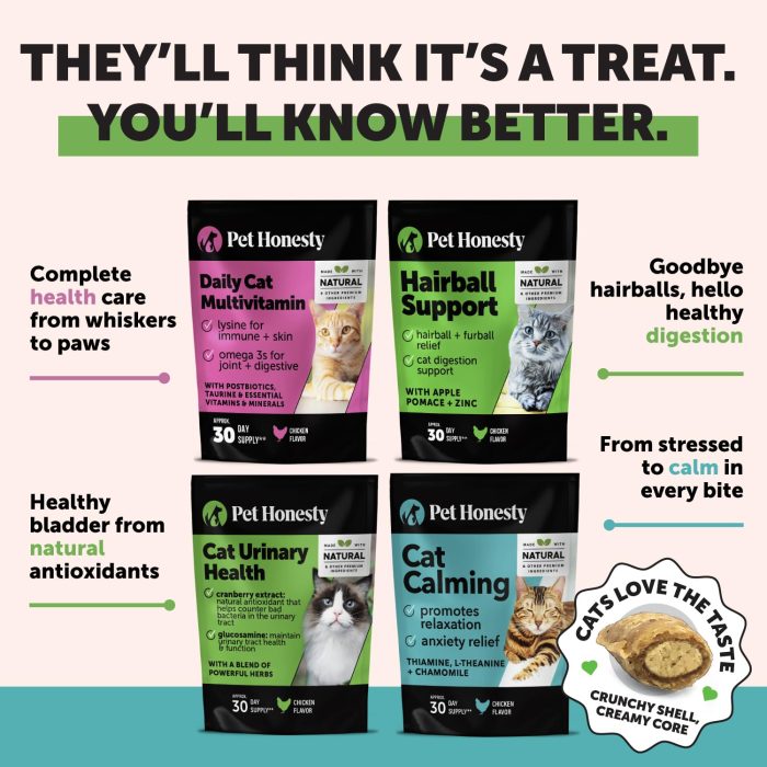 Cat Hairball Support Crunchy & Creamy Chews, Hairball Remedy Treats, Cat Furball Treatment, Supports Skin & Coat, Vitamins for Digestion, Chicken (30-Day Supply) - Image 5