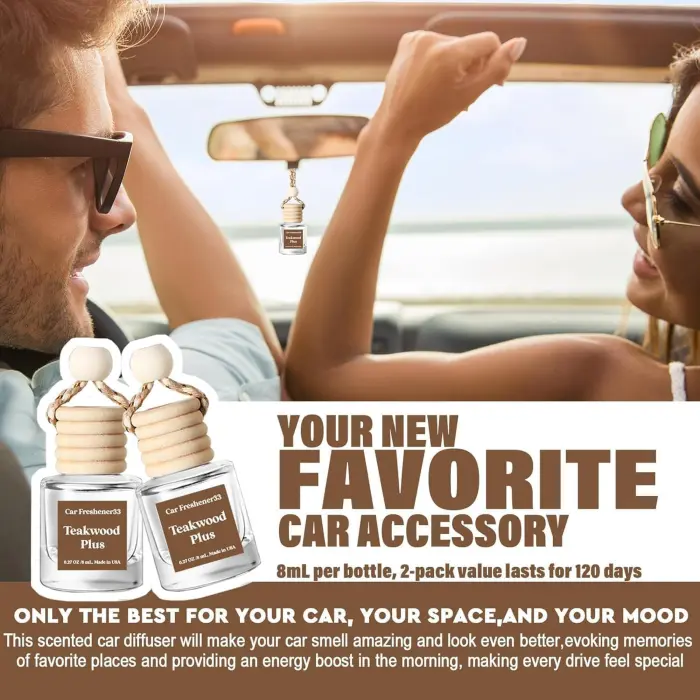 C Classy Car Air Freshener Hanging 2 Pack, Mahogany Teakwood Essential Oil Diffuser for Cars, Cute Car Accessories, Long-Lasting Fragrance, C ar Air Fresheners for Women & Men Gift, Made in USA - Image 6