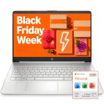 HP Ultra Slim Laptop for Students and Business | 1 Year Office 365 | 1.1TB Storage (1TB Cloud and 64GB Hard Drive) | Intel Quad-Core, 8GB RAM | Windows 11 Home w/o Earbuds (Renewed)