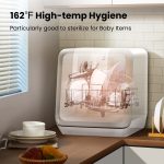 COMFEE' Countertop Dishwasher, Portable Dishwasher with 6L Built-in Water Tank, Mini Dishwasher with More Space Inside, 7 Programs, UV Hygiene& Auto Door Open, for Apartments, Dorms& RVs, White - Image 7