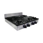 Koblenz PSK-400S 4 Portable Porcelain Cover and Four 16,000 BTU Burners, Stainless Steel Stove for Propane Gas, Silver