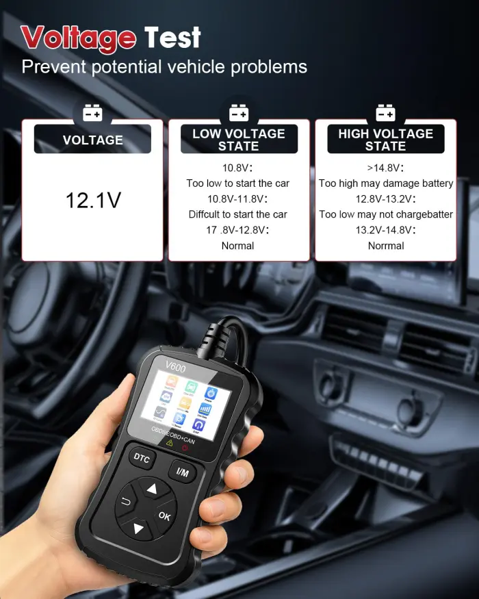 XIAUODO OBD2 Scanner Car Code Reader Support Voltage Test Plug and Play Fixd Car CAN Diagnostic Scan Tool Read and Clear Engine Error Codes for All OBDII Protocol Vehicles Since 1996（Black） - Image 7
