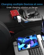 FOVAL 150W Car Power Inverter 12V DC to 110V AC Converter Vehicle Adapter Plug Outlet with 3.1A Dual USB Car Charger for Laptop Computer (Classic Red) - Image 6