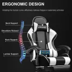 GTPLAYER Gaming Chair, Computer Chair with Footrest and Lumbar Support, Height Adjustable Game Chair with 360°-Swivel Seat and Headrest and for Office or Gaming (Snow White) - Image 5