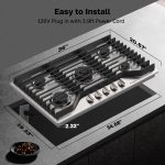 ThermoMate Heavy 36 Inch Gas Cooktop with 5 Italy Sabaf Power Burners, Built In Stove Top of 304 Stainless Steel, Gas Hob NG/LPG Convertible, Cooker with Thermocouple Protection CSA Certified - Image 3