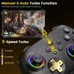 GAMSINGY Wireless PC Controller and Charging Dock - Hall Effect Joystick and Trigger, 2.4G & Wired 1000Hz Polling Rate, 2 Macro Buttons, 1000mAh Battery, LED - for Windows PC/Switch 1/2/iOS/Android - Image 3