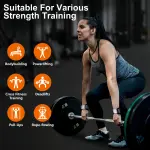 JOBGAIN Weight Lifting Wrist Strap, Double Layer Leather Wrist Strap for Deadlift and Powerlifting, Adjustable Neoprene Padded Wrist Wraps, for Men & Women, 1 Pair, Grey - Image 2