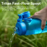 OLDLEY 32oz Frosted Clear Water Bottle, BPA-Free Tritan Plastic Reusable Water Bottle with Fast-Flow Spout Lid, Wide Mouth Leakproof Sports Drinking Bottle for Gym, School,Travel,Midnight Blue - Image 3