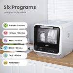 COMFEE' Portable Mini Dishwasher Countertop with 5L Built-in Water Tank for Apartments& RVs, No Hookup Needed, 6 Programs, 360° Dual Spray, 162℉ High-Temp& Air-Dry Function - Image 8