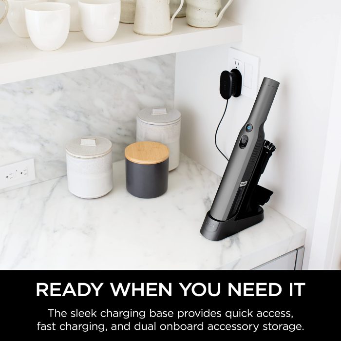 Shark WV201 WANDVAC Handheld Vacuum, Lightweight at 1.4 Pounds with Powerful Suction, Charging Dock, Single Touch Empty and Detachable Dust Cup,Graphite, Slate - Image 14
