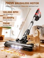 60KPa Cordless Vacuum Cleaner for Home, 700W Brushless Motor Handheld Vacuum, Dual 8000mAh Batteries, Up to 70-Min Runtime, 2L Dust Cup, LED Display, Anti-Tangle for Pet Hair, Carpet & Hardwood Floors - Image 8