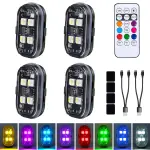 Upgraded 4LEDs 4PCS Wireless LED Strobe Lights with Remote Control, 8 Colors Type-C Rechargeable Led Lights Anti Collision Warning Light for Car Motorcycle Bike Drone Aircraft