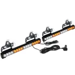ASPL 2x16.8 inch Emergency Flashing LED Traffic Advisor Strobe Light Bar 32LED 26 Flash Patterns Interior Safety Warning Lights (Amber/White)