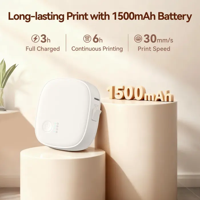 XenGro Mini Label Maker Machine with Tape – Portable Bluetooth Mini Label Printer, Wireless Thermal Label Maker, Waterproof & Rechargeable, Built-in Cutter, for Home, Office, School, Kitchen – White - Image 5