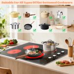 Electric Cooktop 30 Inch Hobsir, 4 Burner Electric Stove Top 6700W, Knob Control Built in Cook top, 30" Electric Stove Top Burner with Glass Protection Metal Frame, Double-ring burner, 220-240v - Image 4