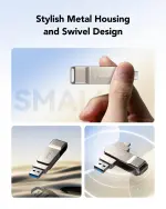 Lexar D40E 128GB Dual USB 3.2 Gen 1 Type-C Jump Drive, USB-C Flash Metal Housing Swivel Design Thumb Drive (Champagne Silver) - Image 4