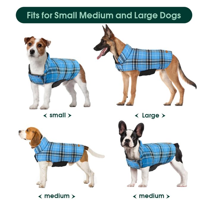 Kuoser Waterproof Dog Coat, Reversible Dog Jacket for Medium Dogs, Adjustable Durable Doggie Winter Coat Warm Puppy Cold Weather Apparel from Small to Large Breed, Blue M - Image 4