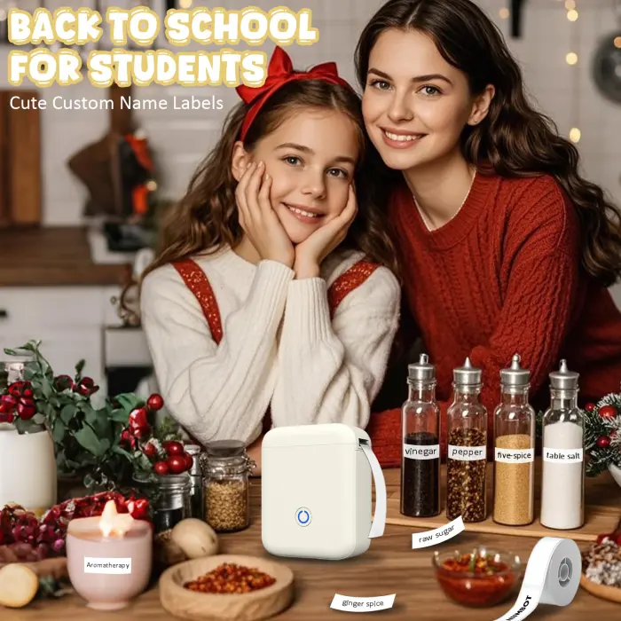 Qhzxcvlk P11 New Version Label Maker Machine with Tape,300DPI Bluetooth Label Printer, Portable Thermal Printer,Sticker Maker for Organizing Home Office School (White) - Image 3