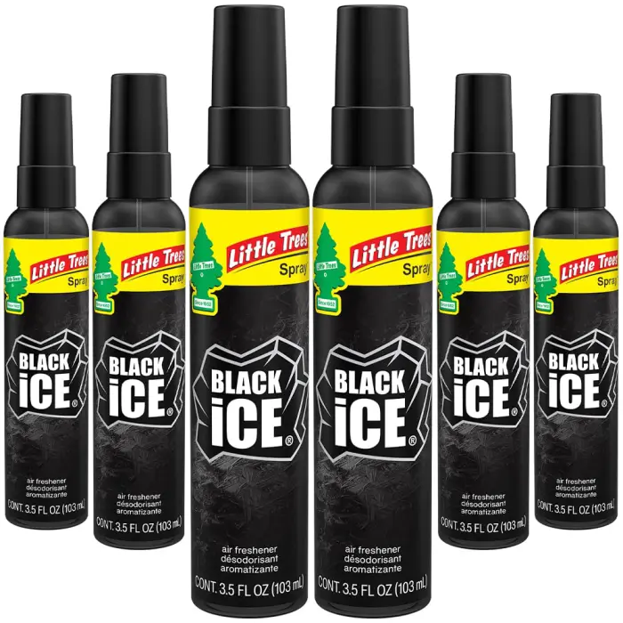 LITTLE TREES Car Air Freshener | Spray Provides a Long-Lasting Scent for Auto or Home | On-the-go Freshness | Black Ice, 6 Air Fresheners - Image 1