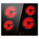 Noxton 24 Inch Electric Cooktop 4 Burners Electric Stove, Built-in Ceramic Cooktop with Touch Control Child Lock Timer Easy To Clean with Hard Wire 6000W 240V