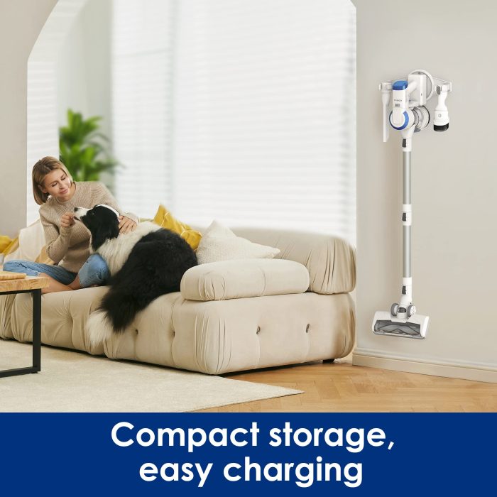 Tineco A10 Essentials Cordless Stick Vacuum Cleaner, Lightweight and Quiet,LED Headlights, Powerful Handheld Vacuum for Hard Floor Carpet with Attachments, Wall-Mounted Dock (Renewed) - Image 4