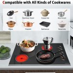 Noxton 30 Inch 4 Burners Electric Cooktop, Built-in 30" Radiant Electric Ceramic Stove Top with Glass Protection Metal Frame,Knob Control, Hot Surface Indicator, 220-240v, No Plug, Hard Wire - Image 4