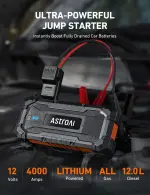 AstroAI S8 Ultra 4000A Car Jump Starter, Jump Box up to All Gas Engines & 12L Diesel, 12V Portable Power Bank with USB/Type-C Ports, 3 Modes LED Flashlight, Auto Battery Booster with Jumper Cable - Image 9