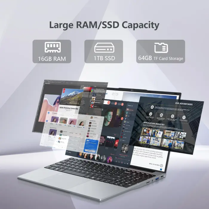 2025 Gaming Laptop, Laptop Computer with Celeron N150, Lap top with 16GB DDR4 1TB SSD, 15.6" IPS 1080P, Backlit Keyboard Fingerprint, Win 11 Pro, Portable Laptops for Work Office Student - Image 6