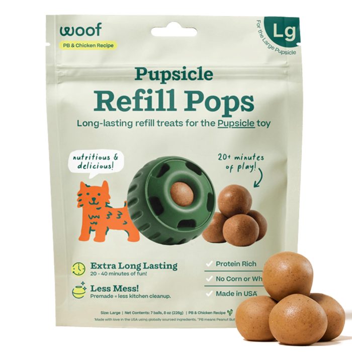 WOOF Pupsicle Chicken Refill Pops, Delicious Long Lasting Dog Treats, Wholesome Ingredients, Pre-Made Large Pupsicle Refills Pops- For Dogs 25 - 75 lbs - 7 count - Image 1