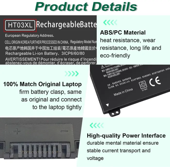 HT03XL L11119-855 Laptop Battery for HP Pavilion 14-CE 14-CF 14-DF 15-CS 15-DA 15-DB 15-DW 17-by 17-CA Series 15-CS0053CL 15-DW0033NR 15-DA0014DX L11421-542 L11421-2C2 HSTNN-UB7J HSTNN-DB8R HT03041XL - Image 2