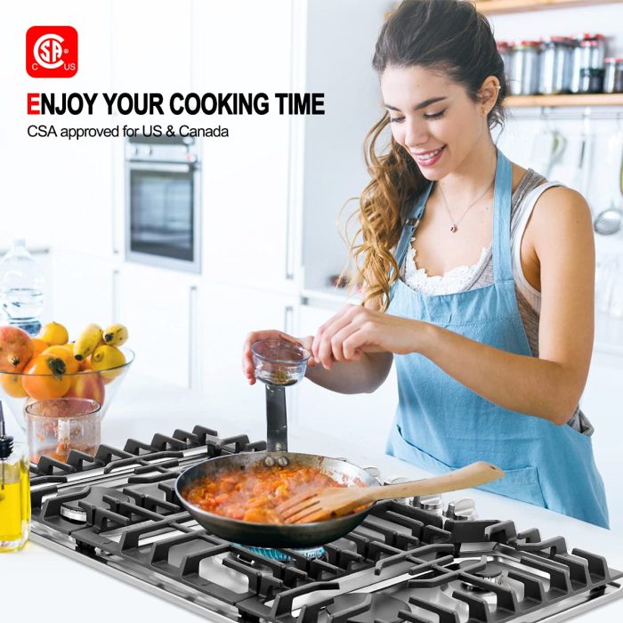 GASLAND 30 Inch Gas Cooktop, PRO GH2305SF 5 Burner Propane Stovetop, Built-in NG/LPG Convertible Cooktops, Gas Countertop Plug-in with Thermocouple Protection, Stainless Steel - Image 3