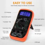 Digital Multimeter Voltmeter Battery Voltage Multi Tester Continuity Ohm Volt Amp DC AC Current Resistance Diodes 2000 Counts Electrical Test Meter with Leads Backlight LCD Display - Image 4