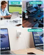 Amasuki SparkleCore 140W MAX USB C Charger,4-Port Fast Charging Block PD3.1 GaN Travel Essentials Laptop Charger for Apple MacBook Air/Pro,iPhone 17/16,iPad Pro,Samsung,Pixel,DJI,6.6ft USB C Cable - Image 3