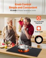VEVOR Induction Cooktop, 9200W Electric Countertop Burner, 5 Burner Knob Control Stove, Built-in Induction Cooktop with 12 Temperature Settings, Glass Surface, Auto Shut-Off - Image 8